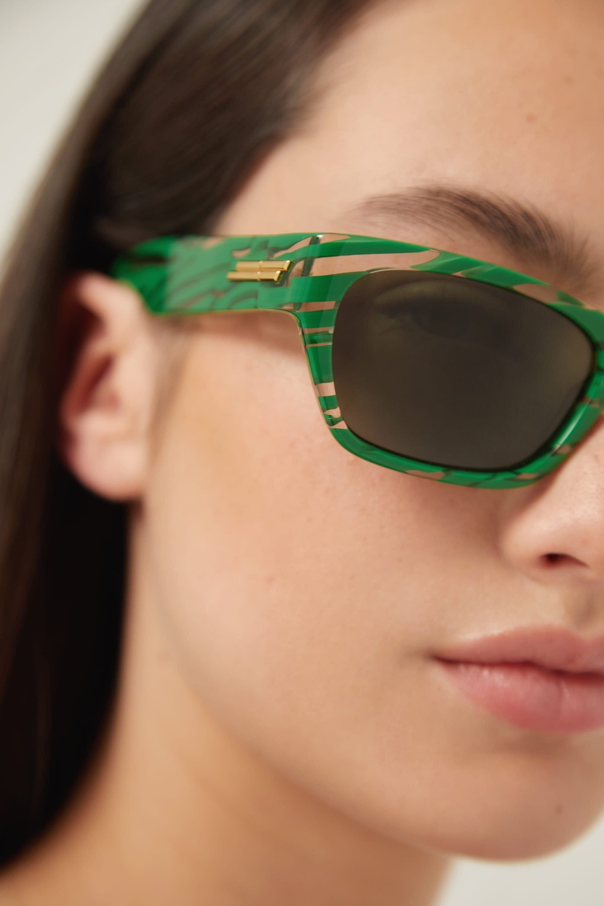 Bottega Veneta green squared sunglasses