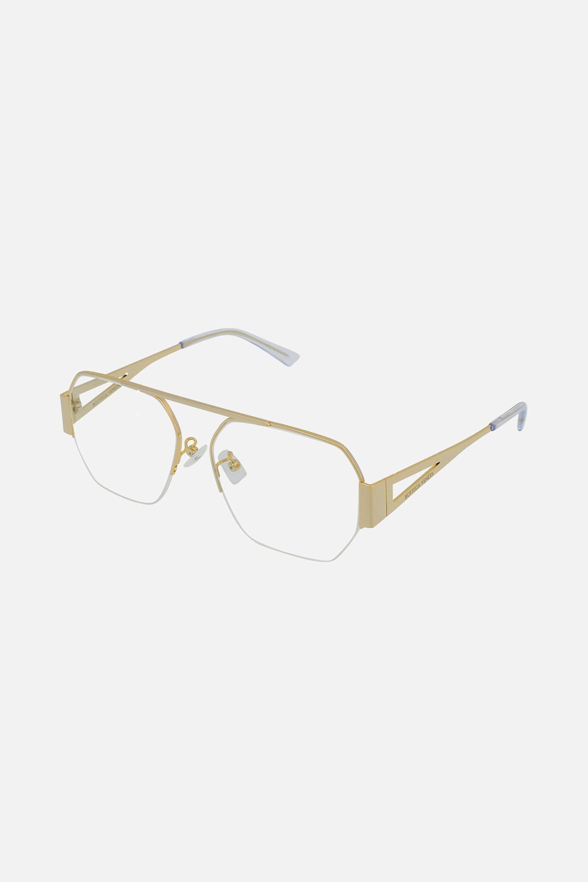 Bottega Veneta half rimless gold frame