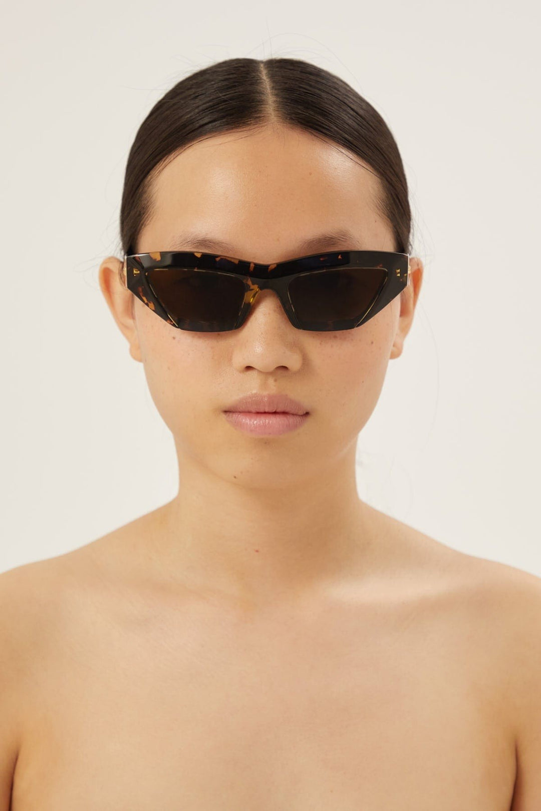 Bottega Veneta havana micro cat eye sunglasses