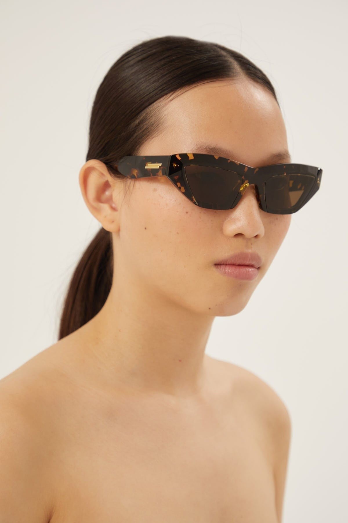 Bottega Veneta havana micro cat eye sunglasses