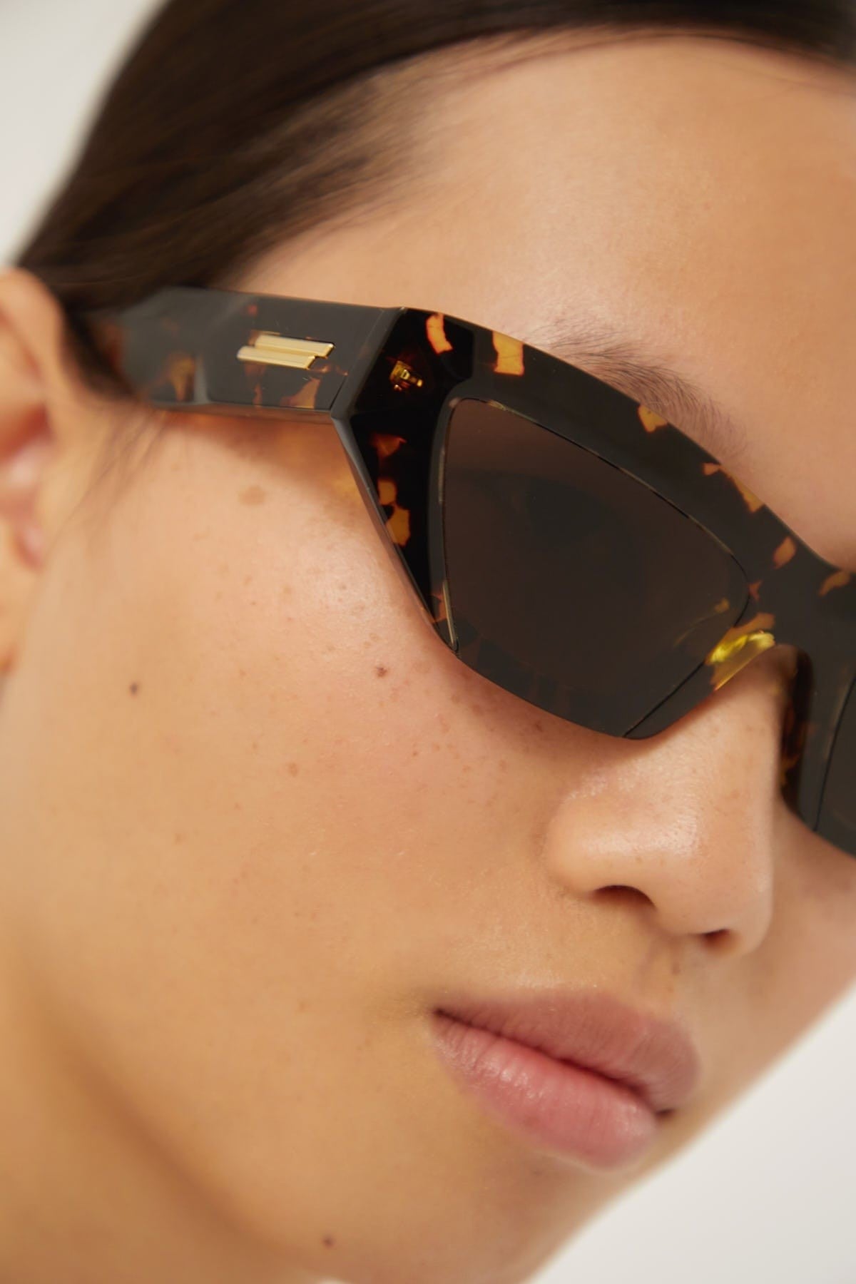 Bottega Veneta havana micro cat eye sunglasses