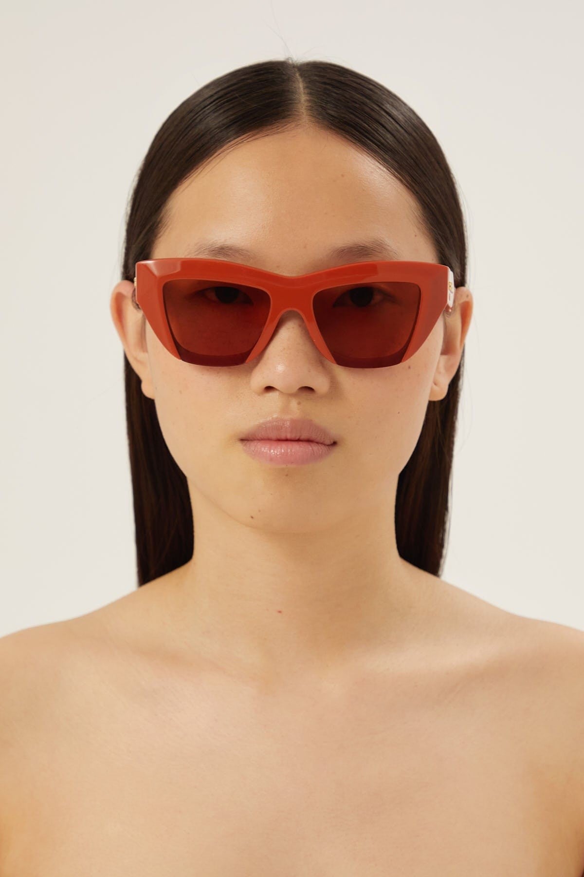 Bottega Veneta orange cat eye geometrical sunglasses