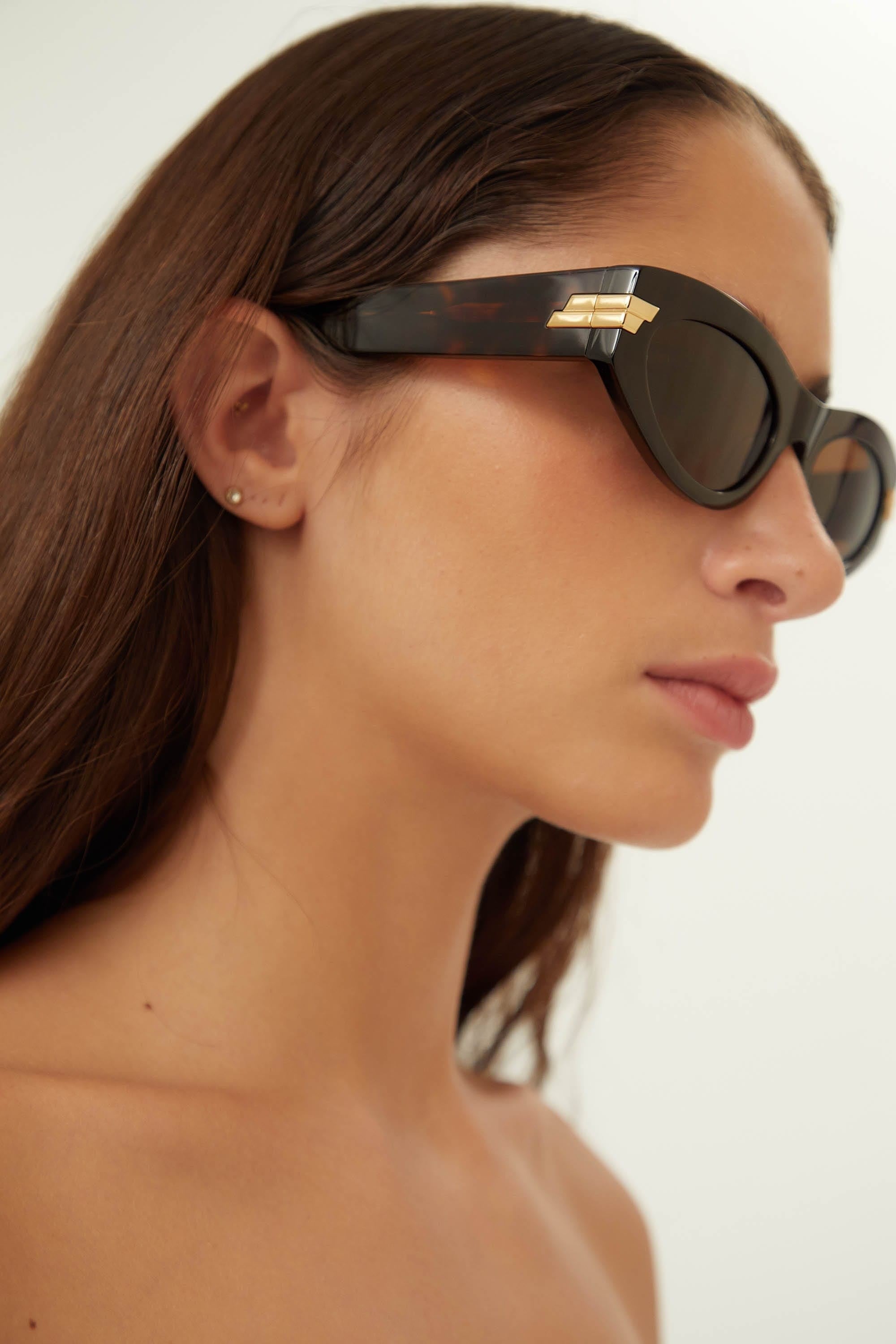 Bottega Veneta oval havana sunglasses