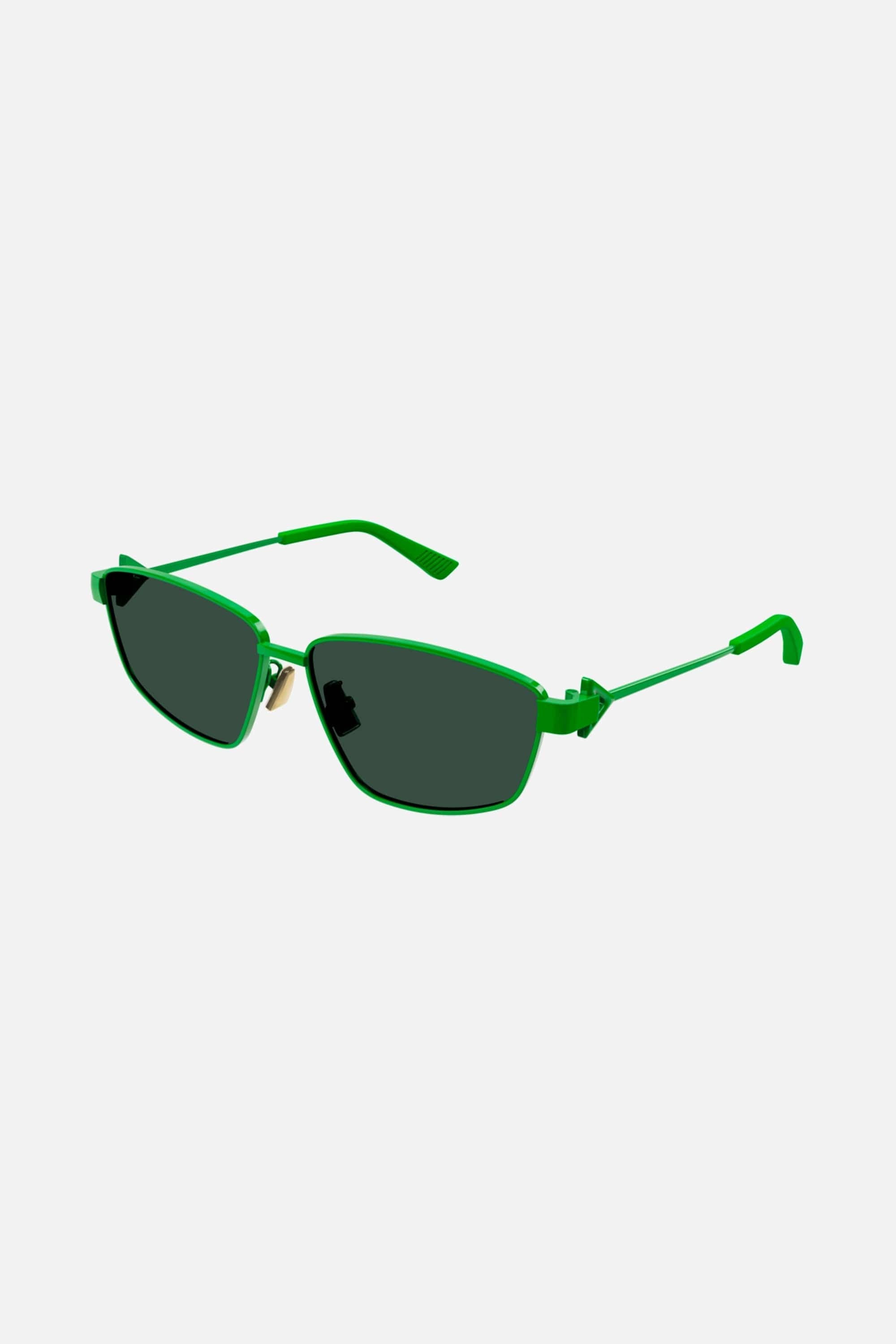 Bottega Veneta rectangular metal green sunglasses