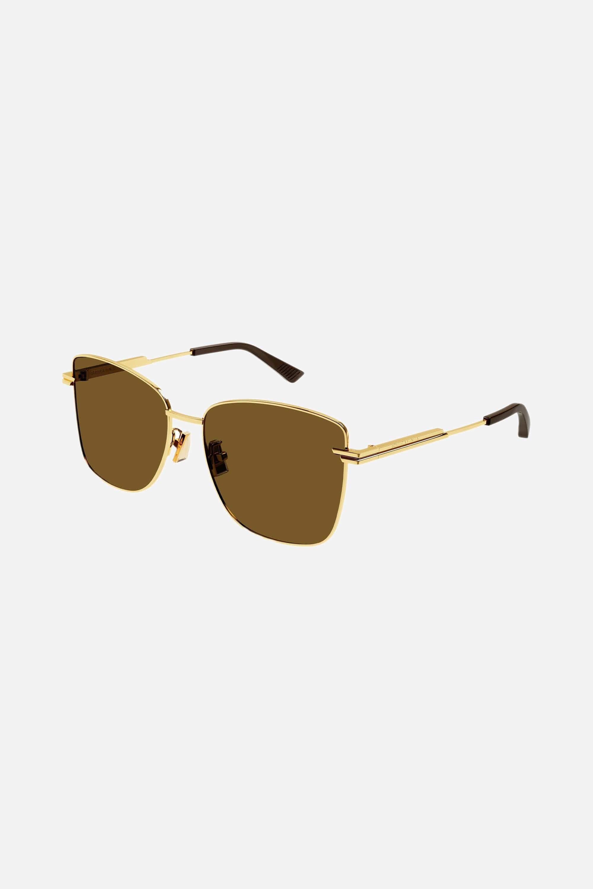 Bottega Veneta squared cat eye gold sunglasses