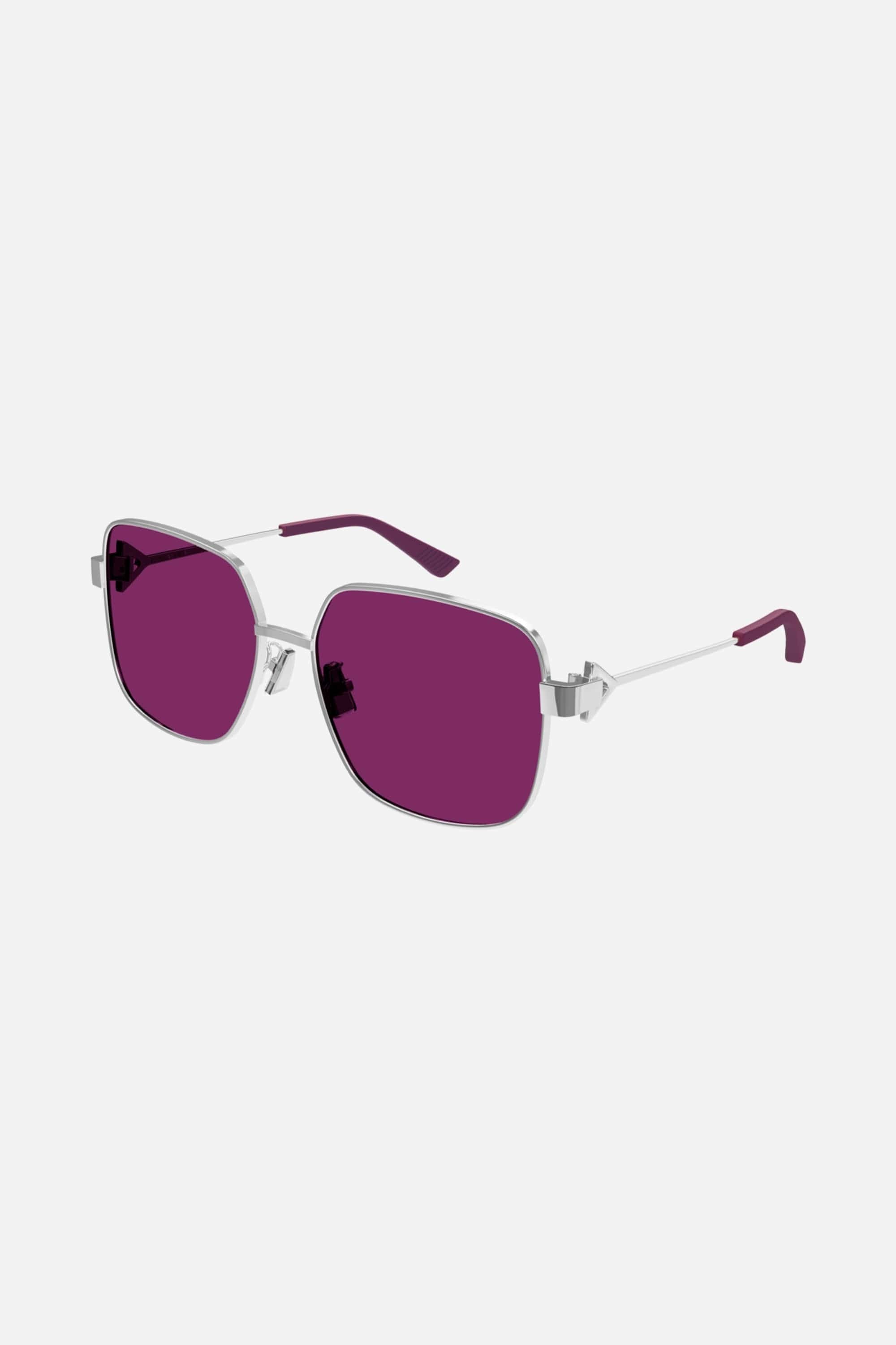 Bottega Veneta squared full metal silver and pink sunglasses