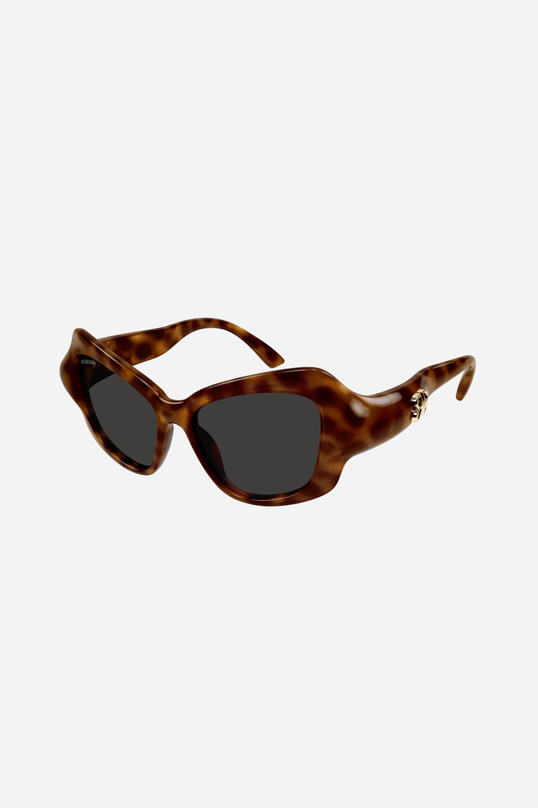 Brown geometric sunglasses with gold logo