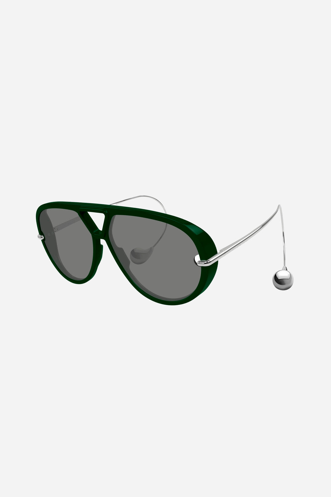 Bottega Veneta green and silver pilot sunglasses