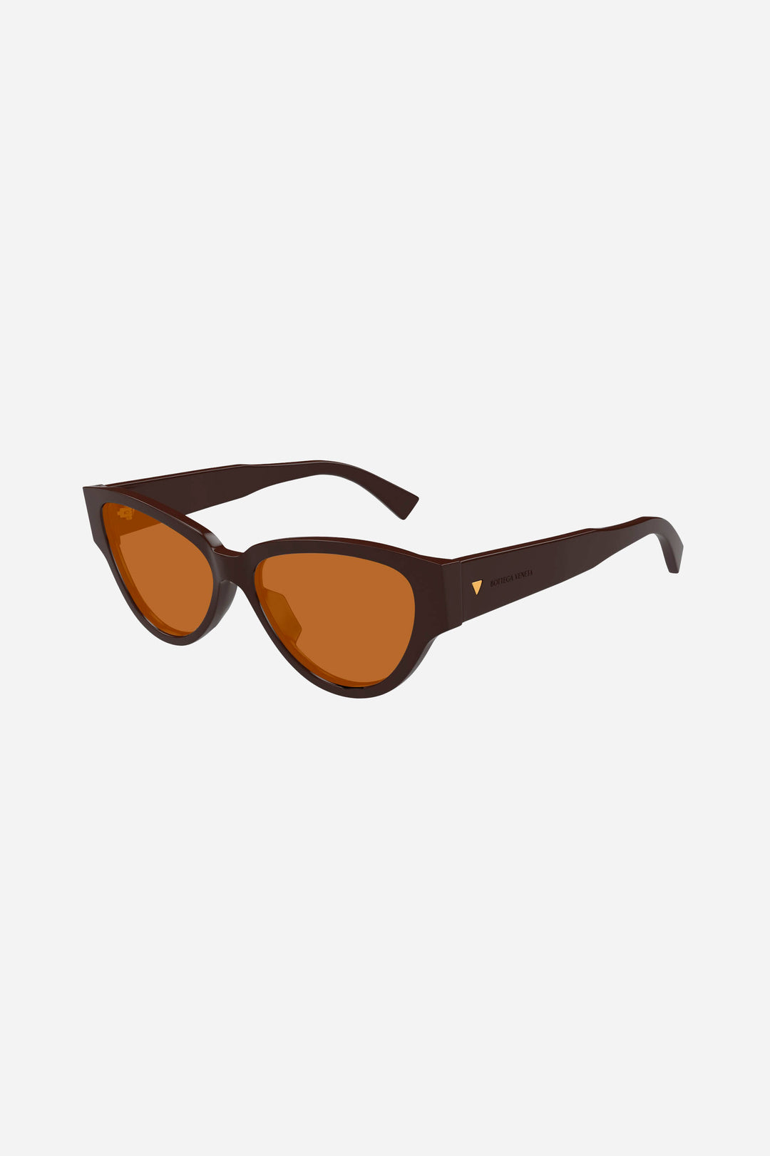 Brown cat-eye sunglasses with orange lense