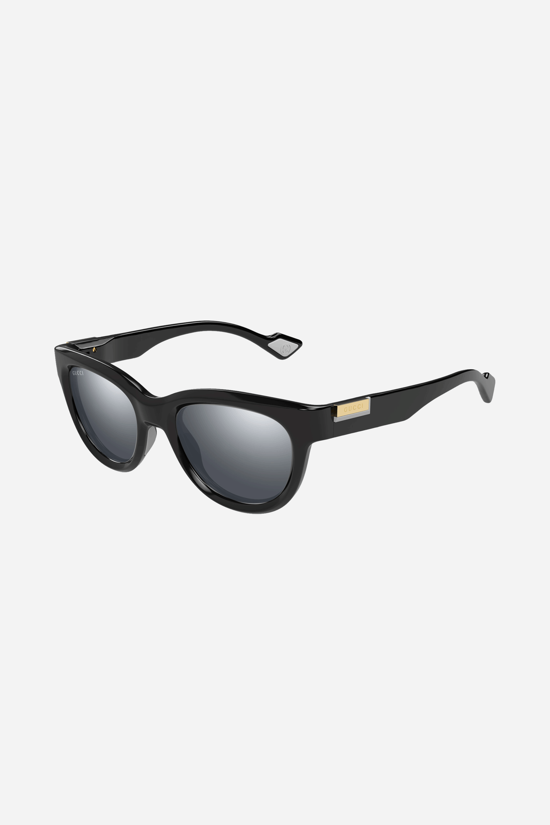 Black Gucci sunglasses with gradient grey lenses