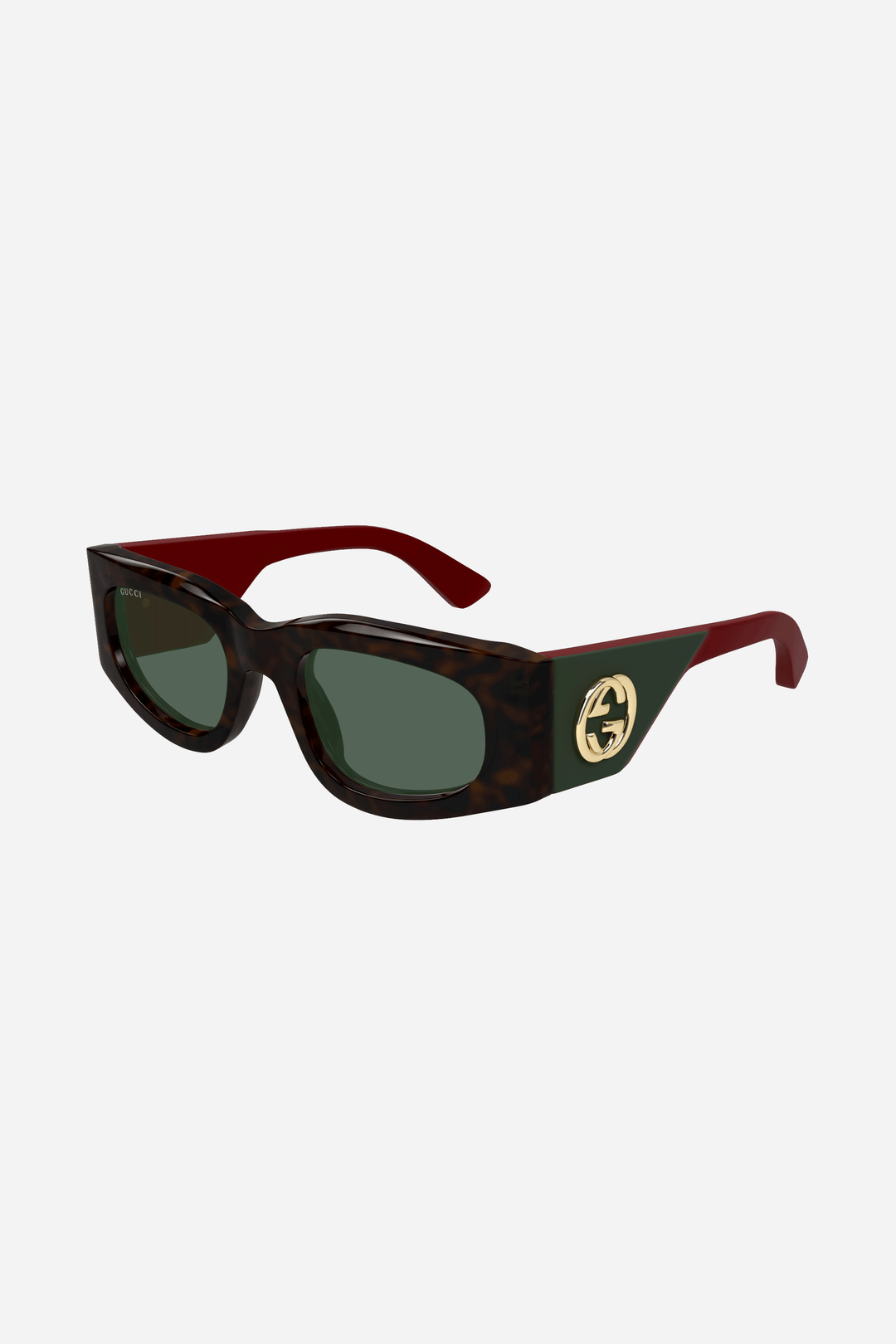 Rectangular brown and green Gucci sunglasses