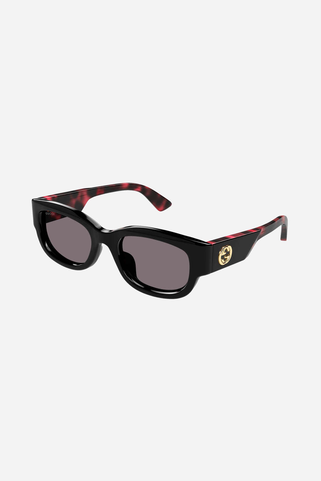 Black and violet squared Gucci sunglasses with gold logo