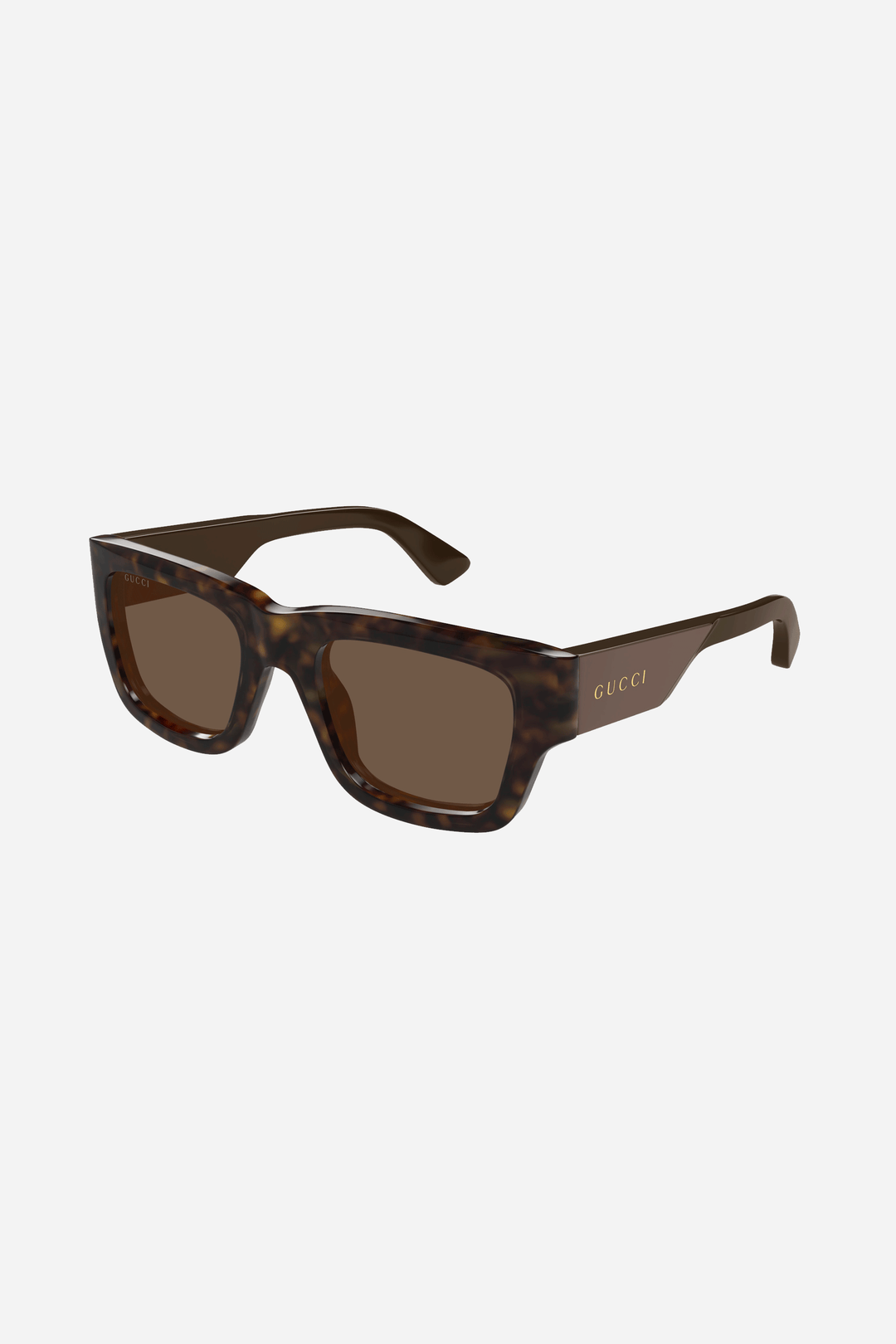 Bold brown Gucci sunglasses with gold logo