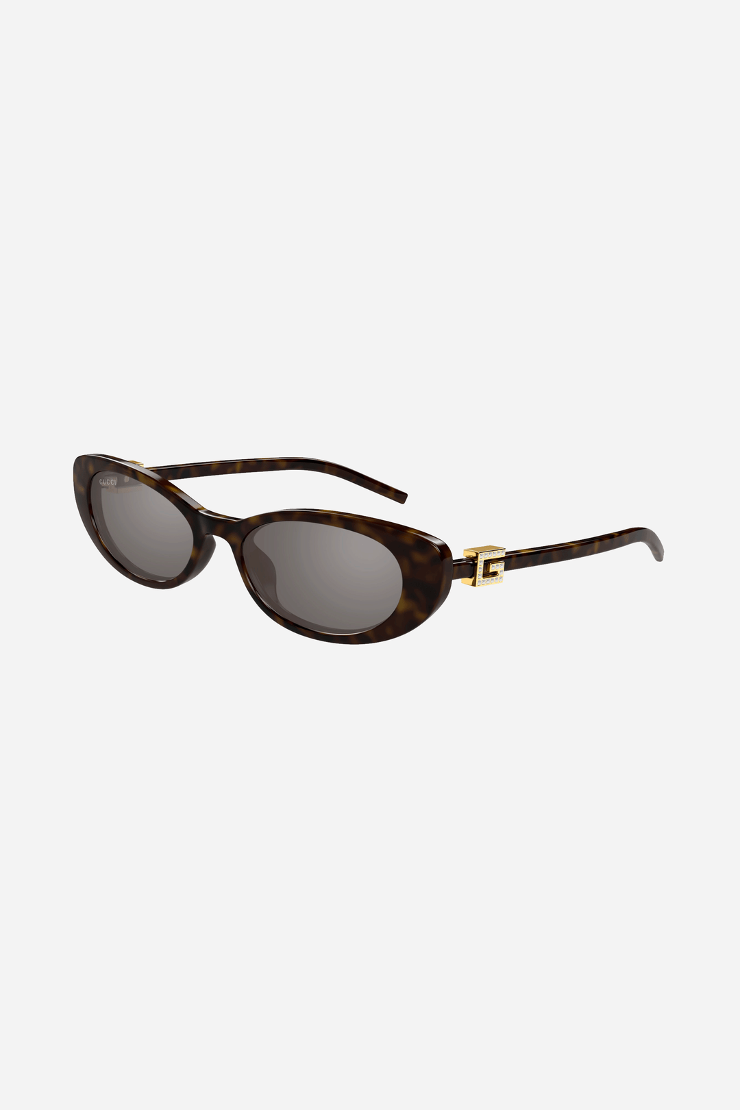 Oval cat-eye brown and grey Gucci sunglasses with gold logo