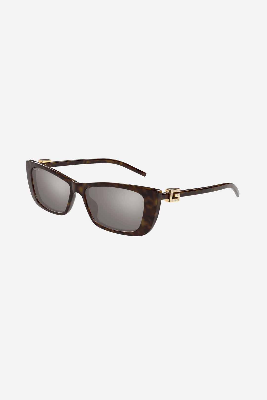 Havana cat-eye Gucci sunglasses with grey lense and gold logo