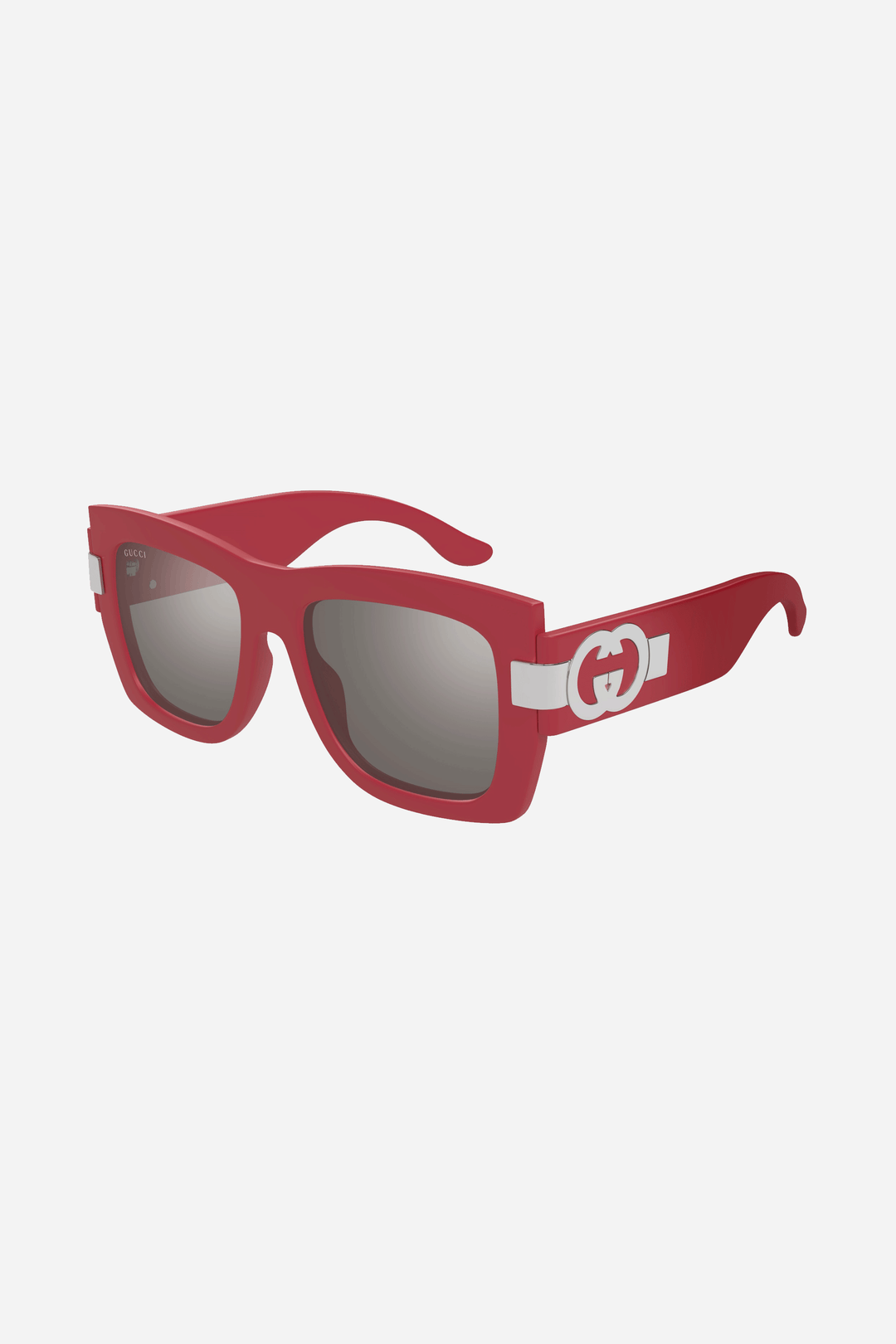 Red and grey Gucci sunglasses with silver logo