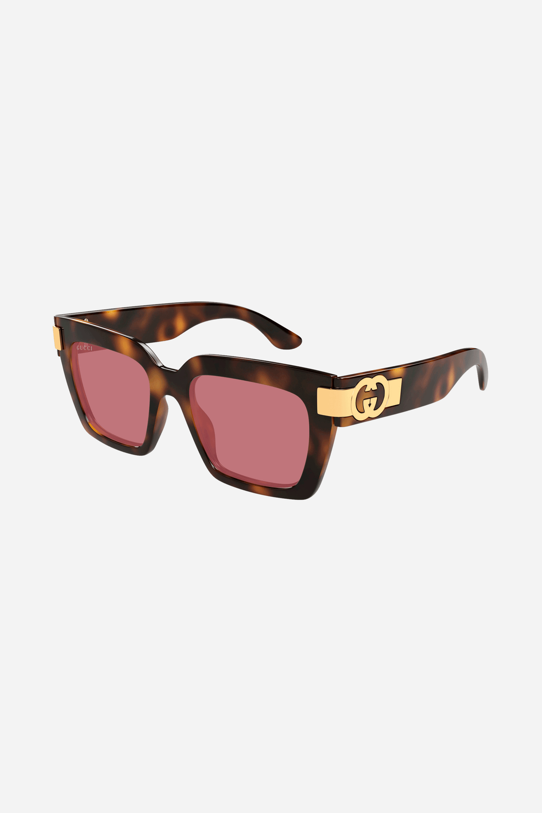 Havana brown squared sunglasses with gold logo