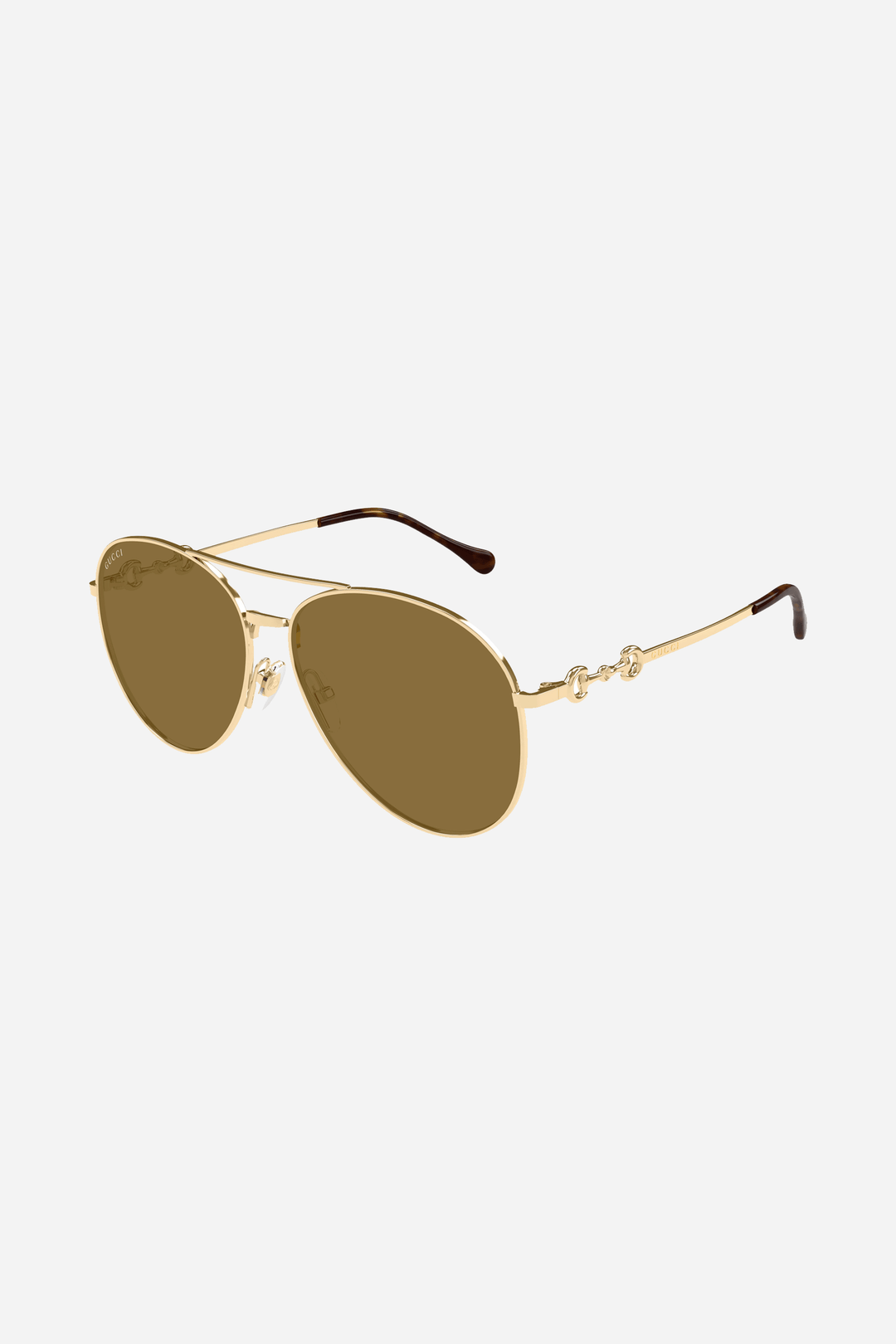 Gold pilot Gucci sunglasses with brown lense