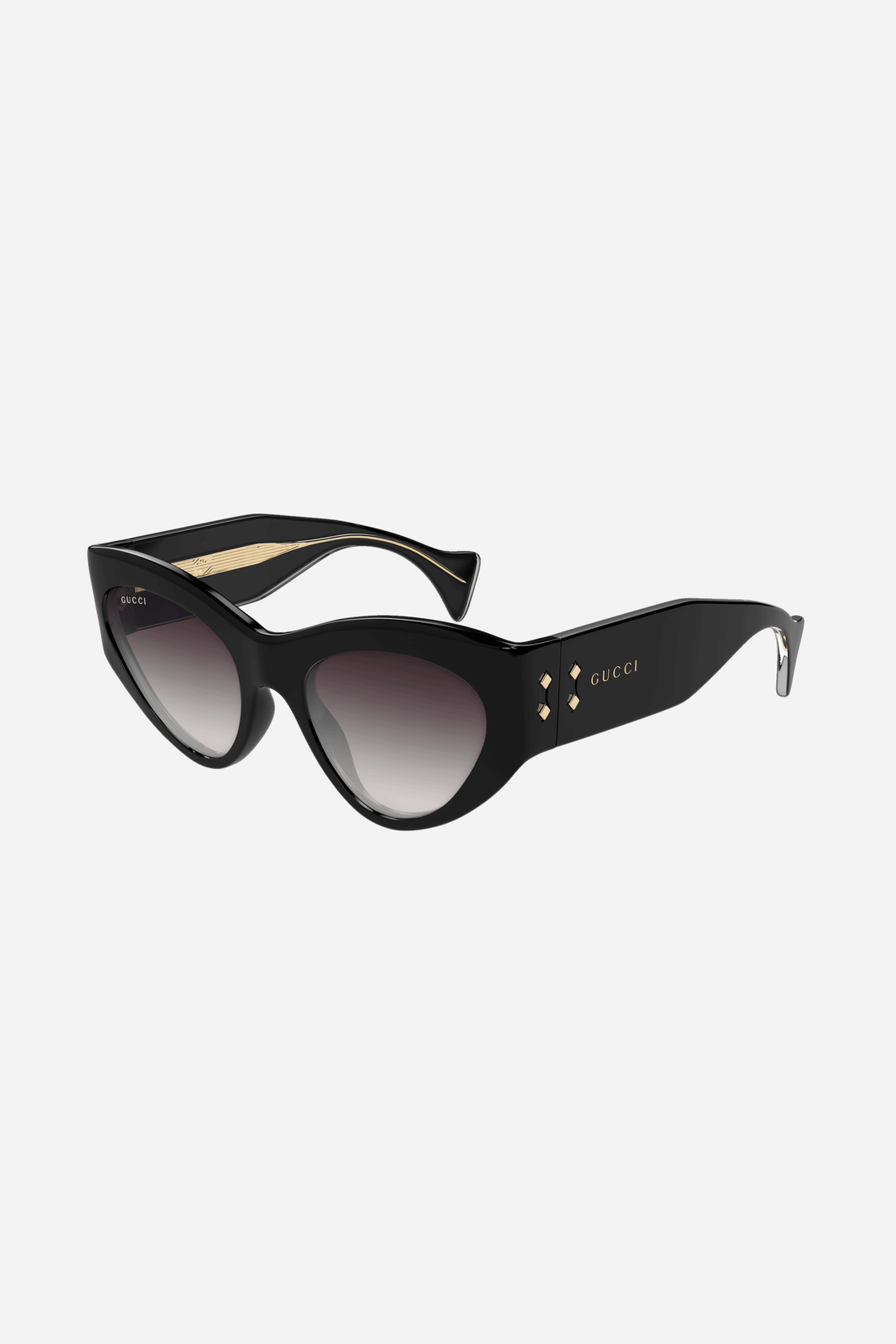 Black Gucci cat-eye sunglasses with grey lense