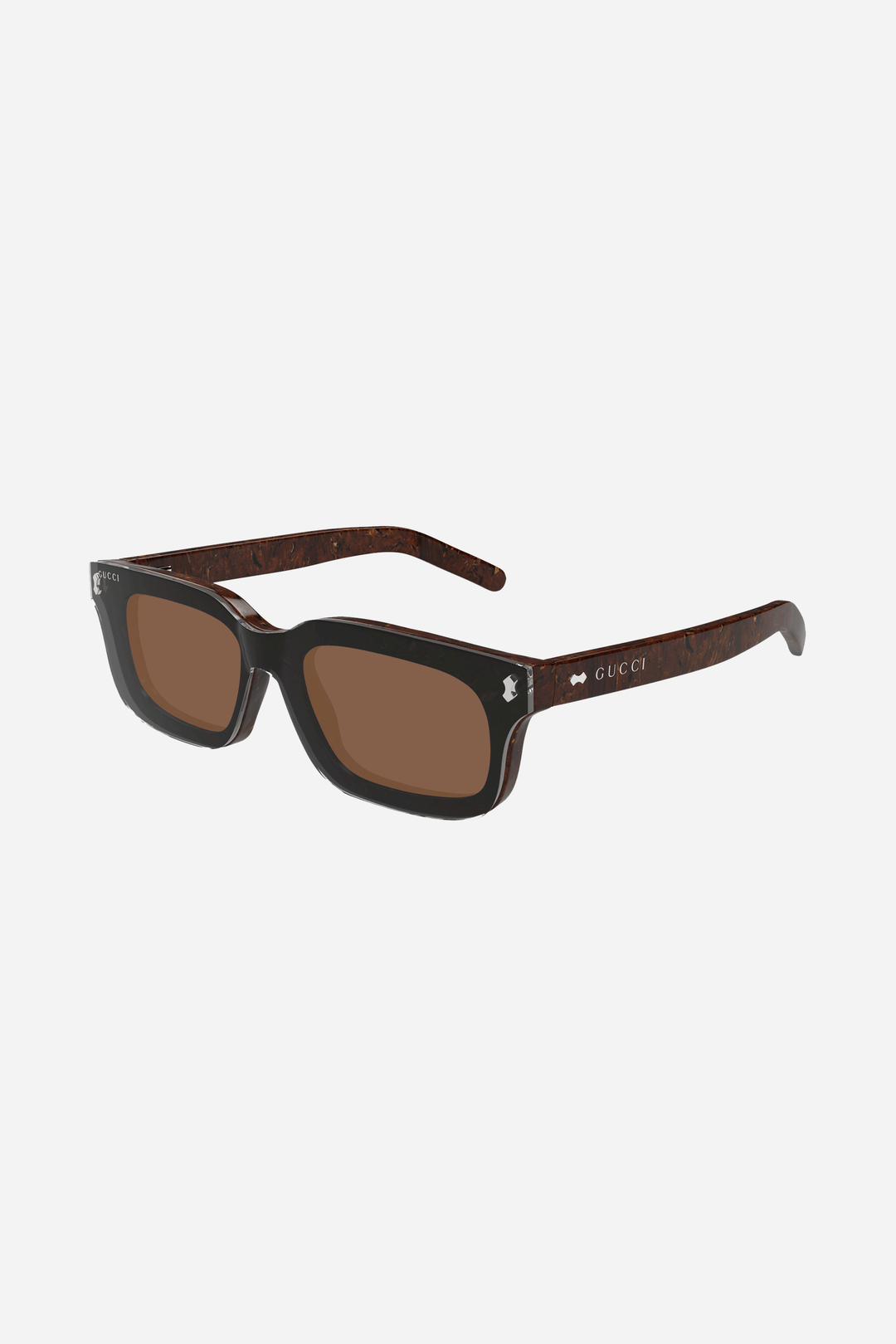 Brown reactangular Gucci sunglasses made with recycled acetate