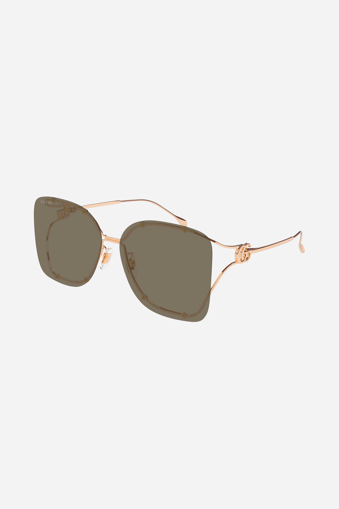 Unisex rose gold and brown metal Gucci sunglasses