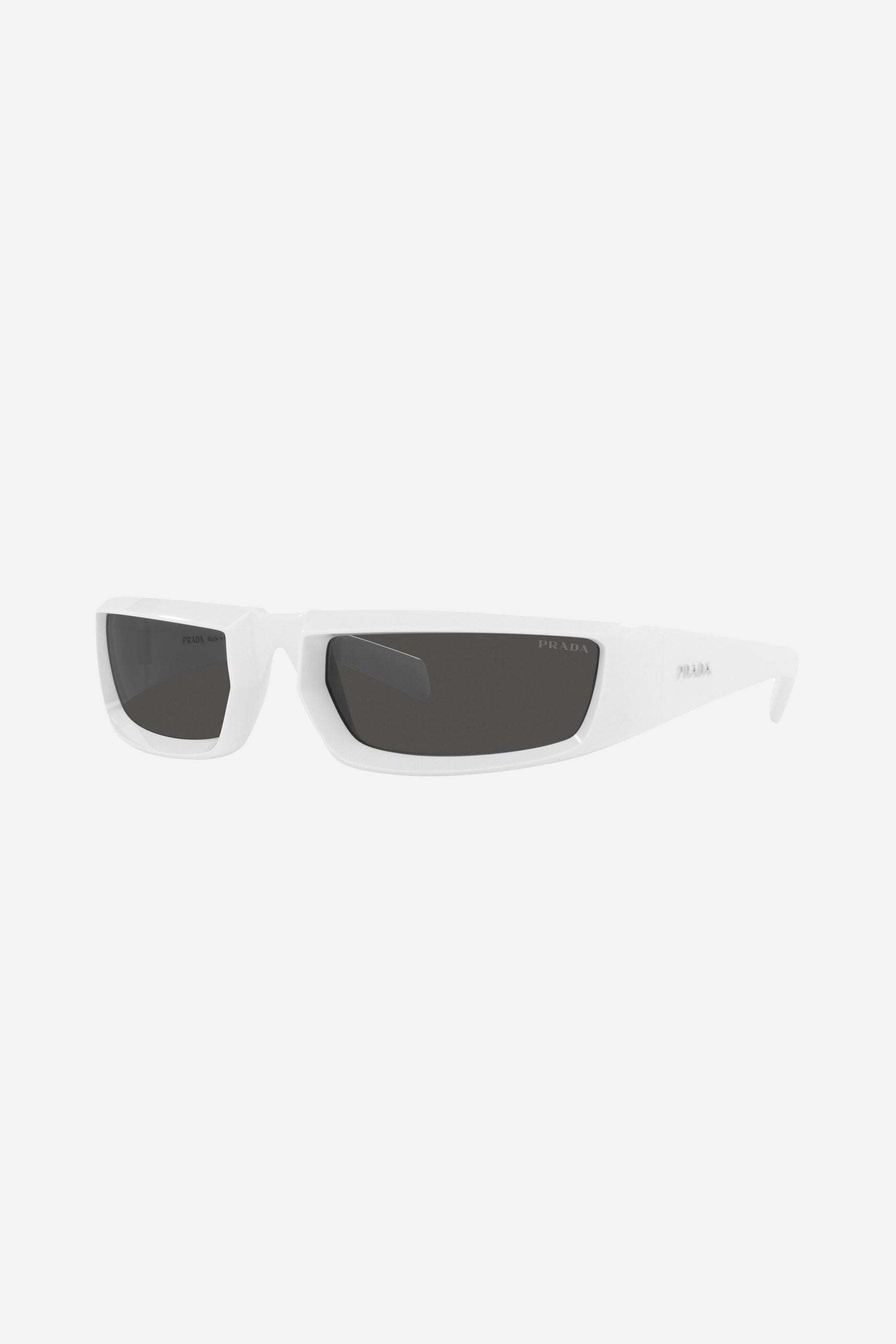 Prada runway wrap around white sunglasses - Eyewear Club